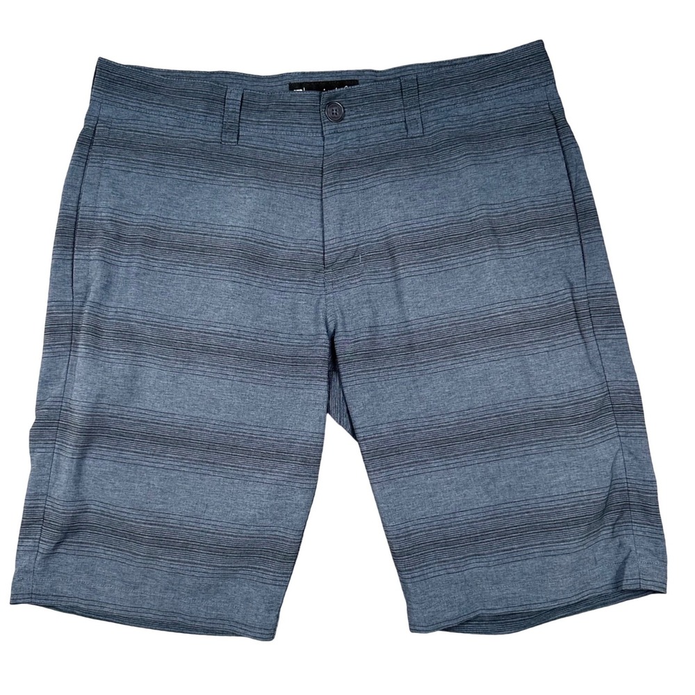 TravisMathew All In Shorts Mens 34 Blue Stripe Performance Golf Hybrid Casual